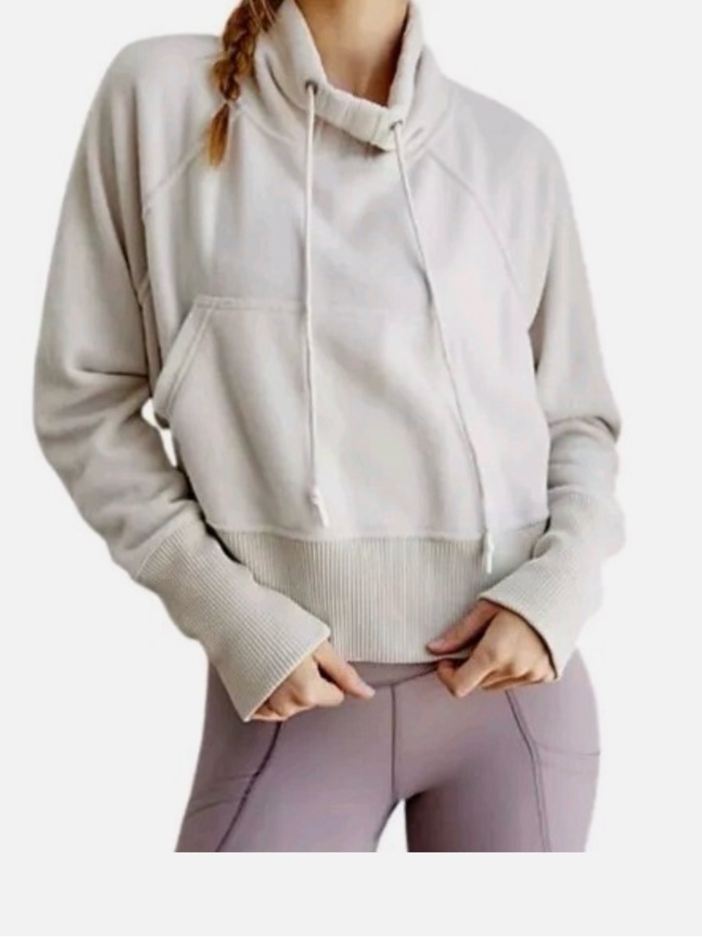 We The Free Cream Funnel-Neck Drawstring Hoodie